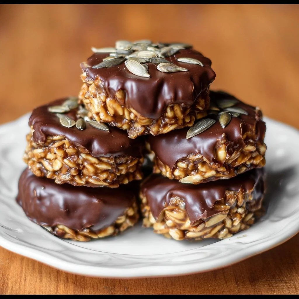 4-ingredient sunflower seed chocolate bites on a plate