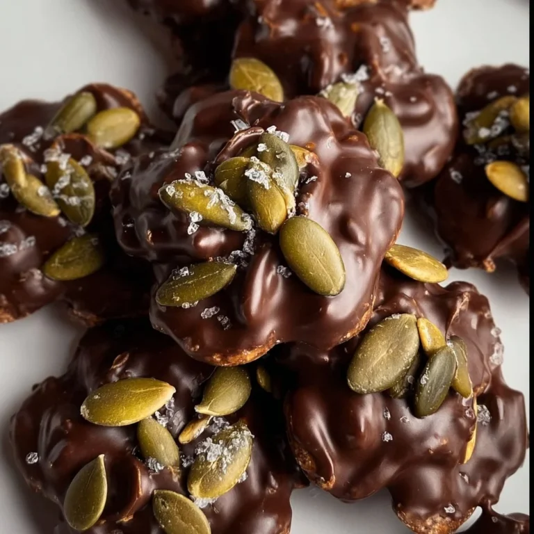 Chocolate covered pumpkin seeds clusters snack with a rich chocolate coating