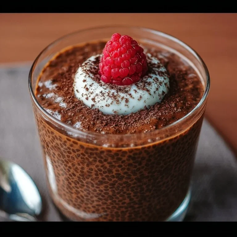 Delicious high protein chocolate chia seed pudding topped with fruits.