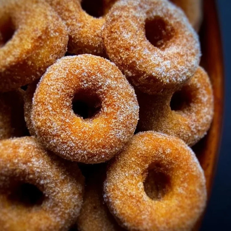 Freshly baked apple cider donuts on a rustic wooden table