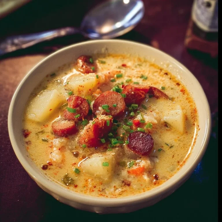Delicious bowl of Cajun Potato Soup with spices and vegetables