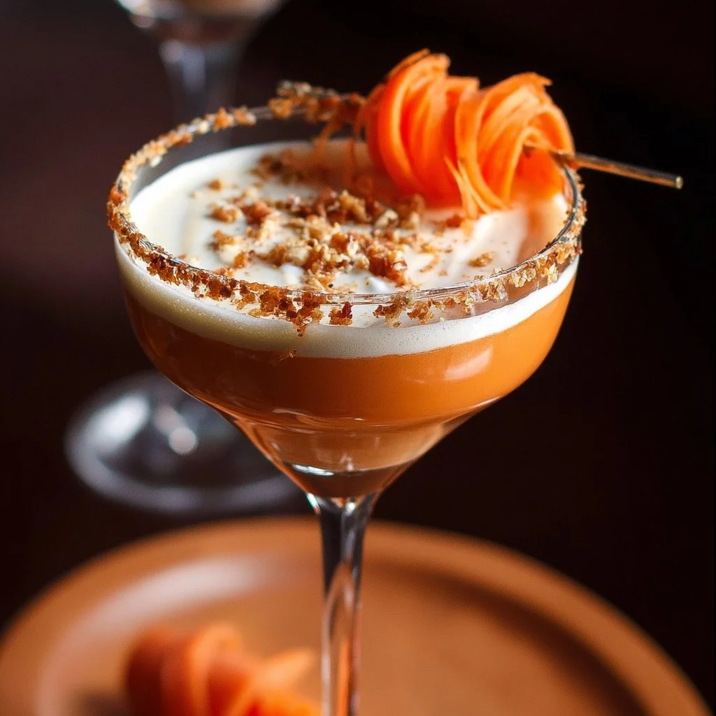 Delicious Carrot Cake Martini cocktail perfect for dessert lovers