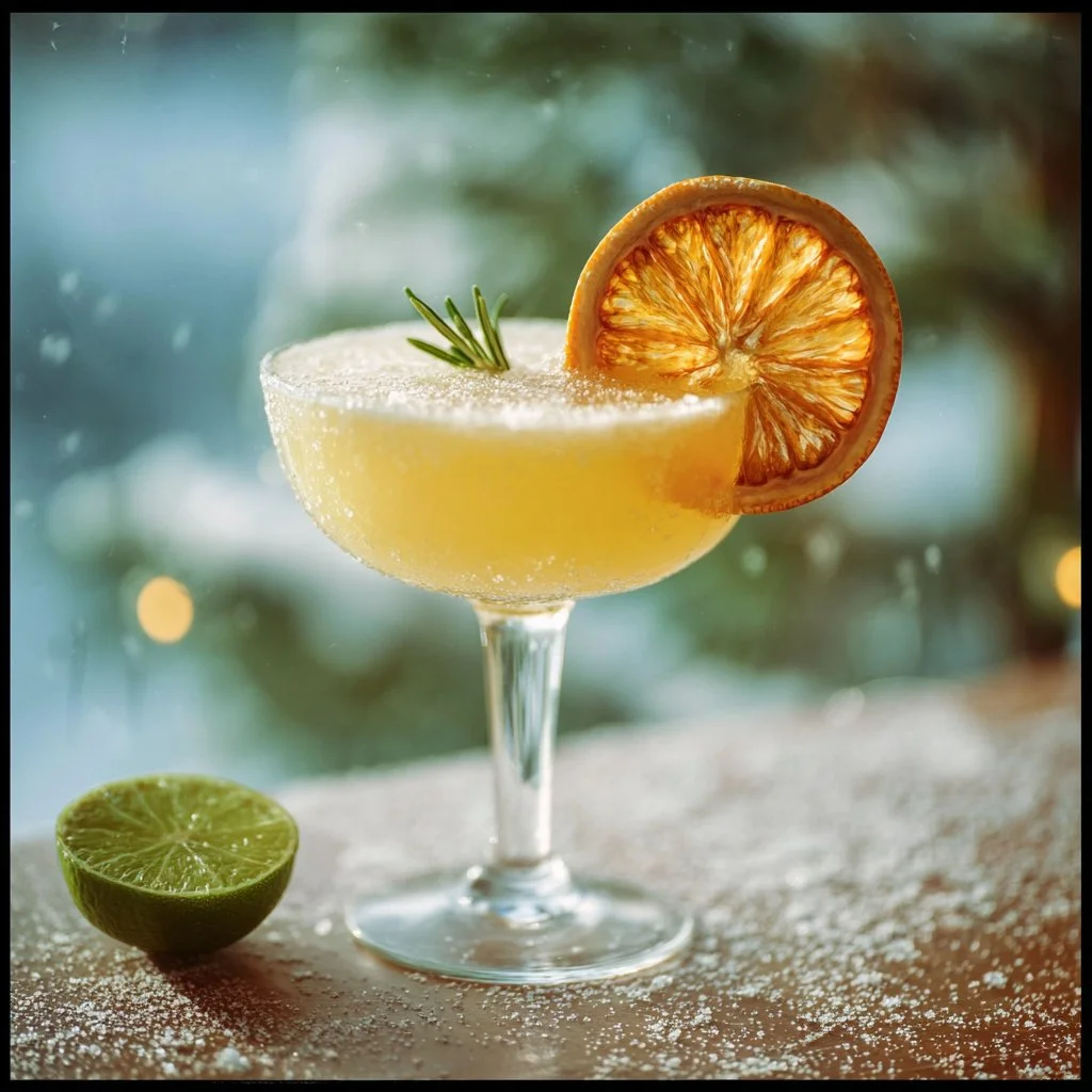 Citrus Winter Daiquiri cocktail with vibrant citrus garnishes