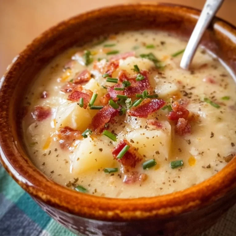 Crockpot potato soup made with frozen potatoes, layered with herbs and spices