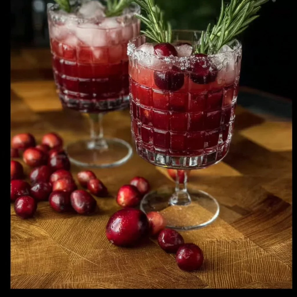 Festive Pomegranate Margarita served with lime and pomegranate seeds