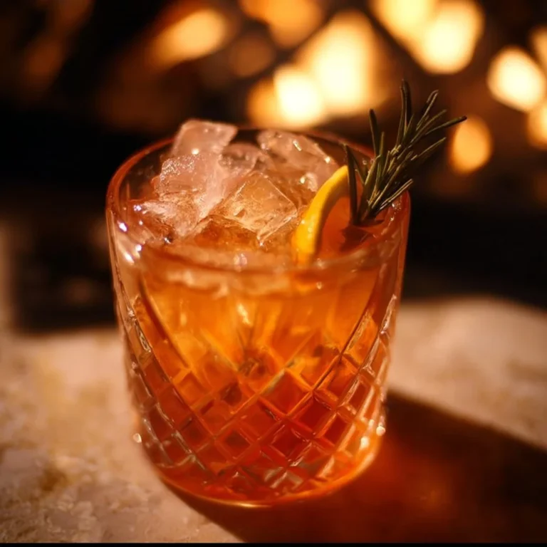 Non-Alcoholic Fireside Cocktail in a warm setting