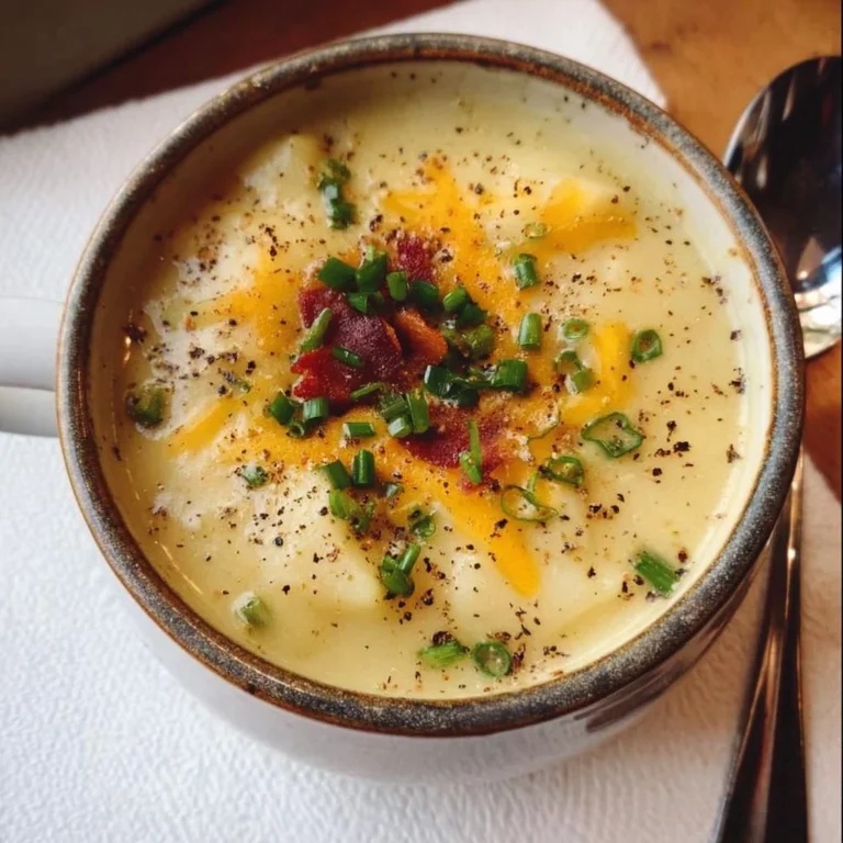 Bowl of gluten-free potato soup garnished with herbs