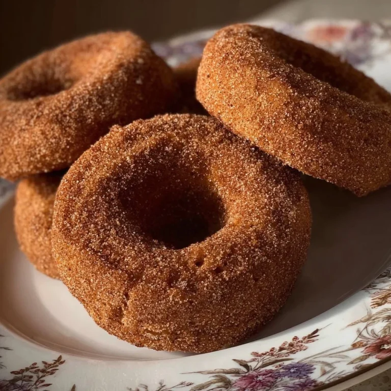 Healthy baked apple cider donuts on a plate with fresh apples