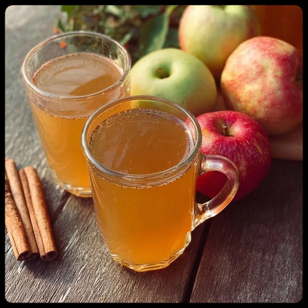Homemade apple cider made with fresh apples in a glass jar