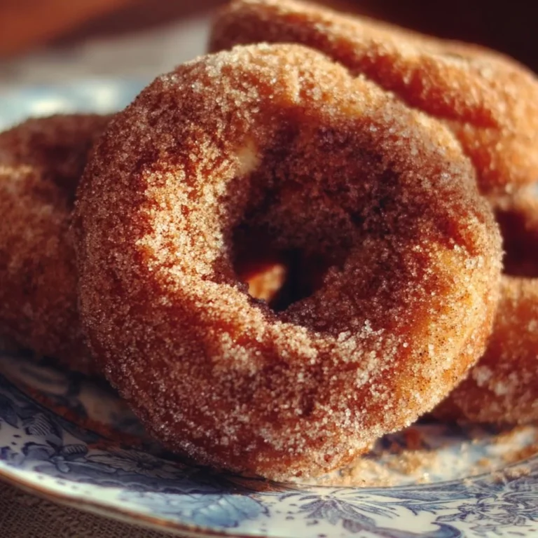Delicious apple cider donuts coated in cinnamon sugar, perfect for fall.