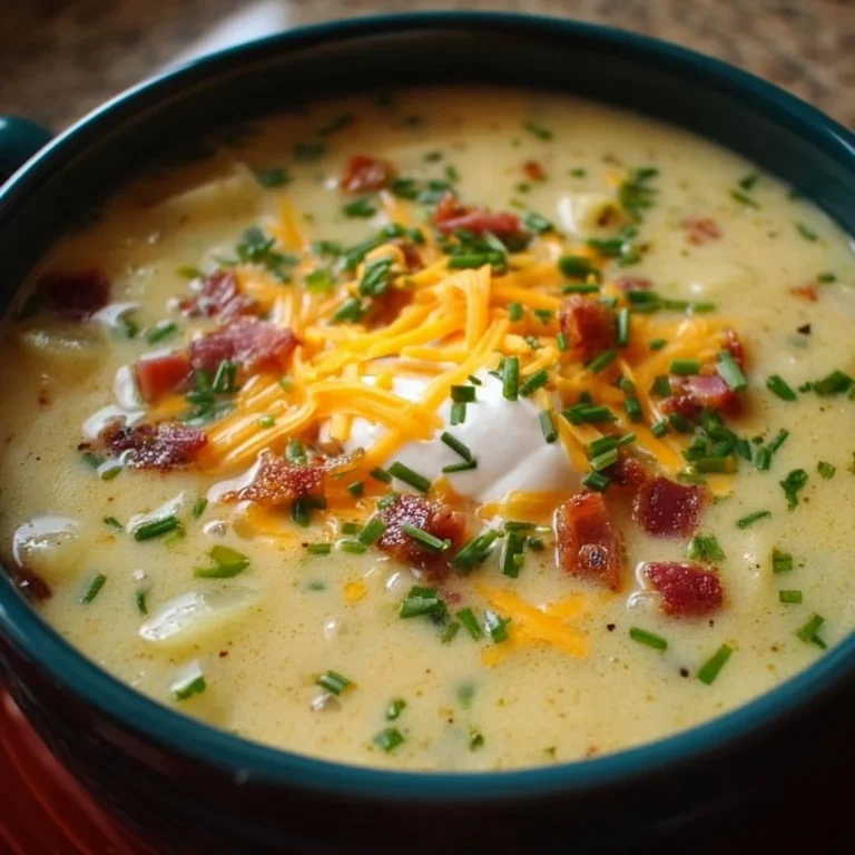 Delicious bowl of Outback Steakhouse potato soup with toppings