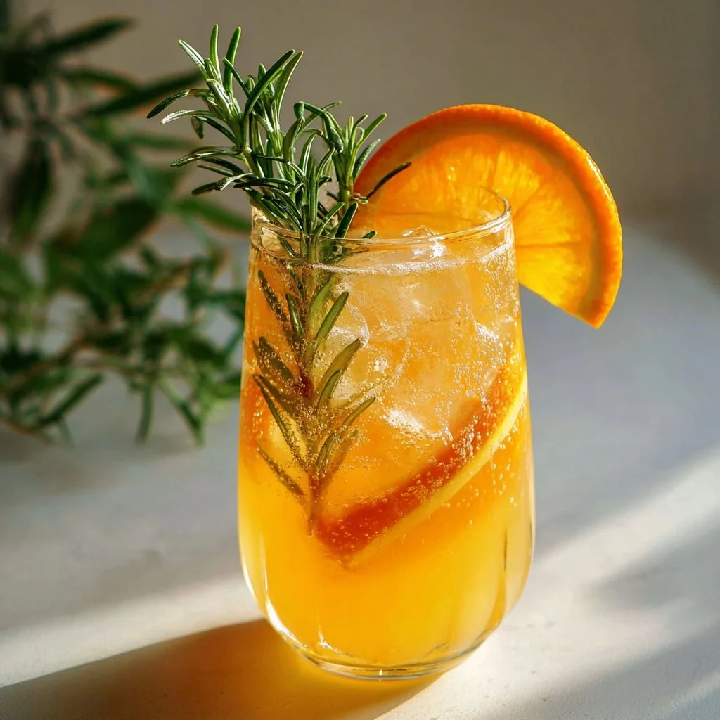 Refreshing Rosemary Citrus Spritz Mocktail served in a glass with citrus garnish