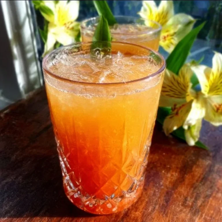 Delicious Sex on the Beach cocktail served with a slice of orange and cherry.