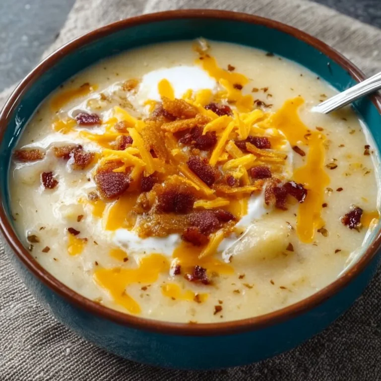 Delicious creamy potato soup made with hash browns and cheese in a crock pot