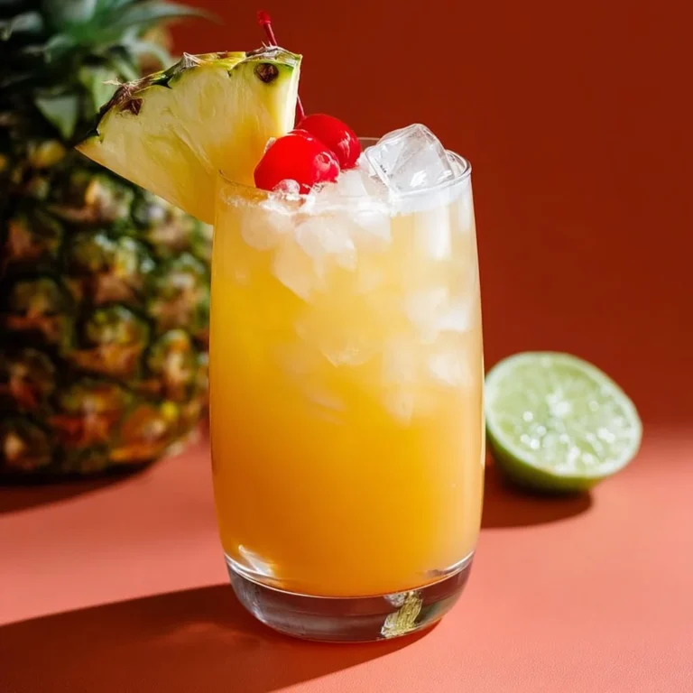 Tropical Fizz mocktail served with tropical fruits and garnishes