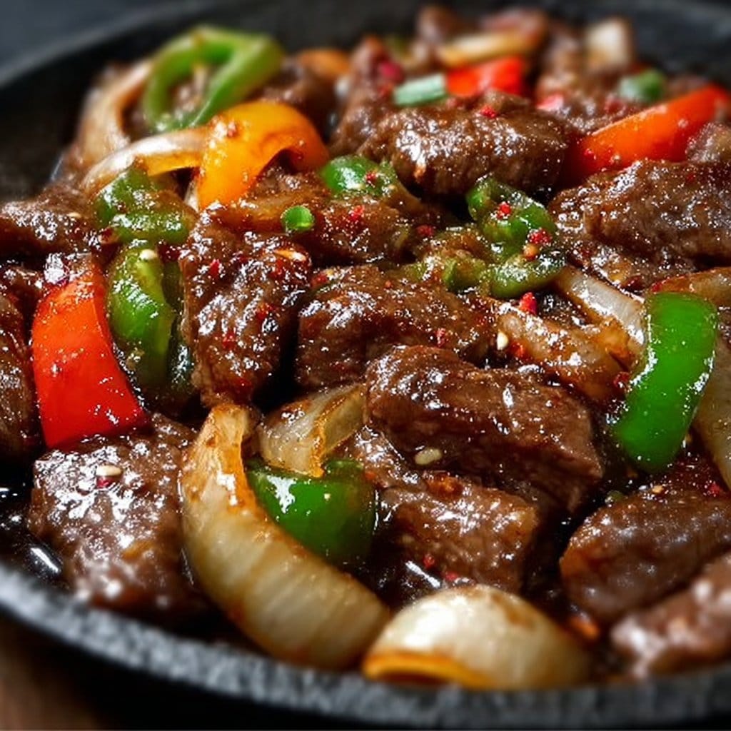 Sizzling Chinese Pepper Steak with Onions