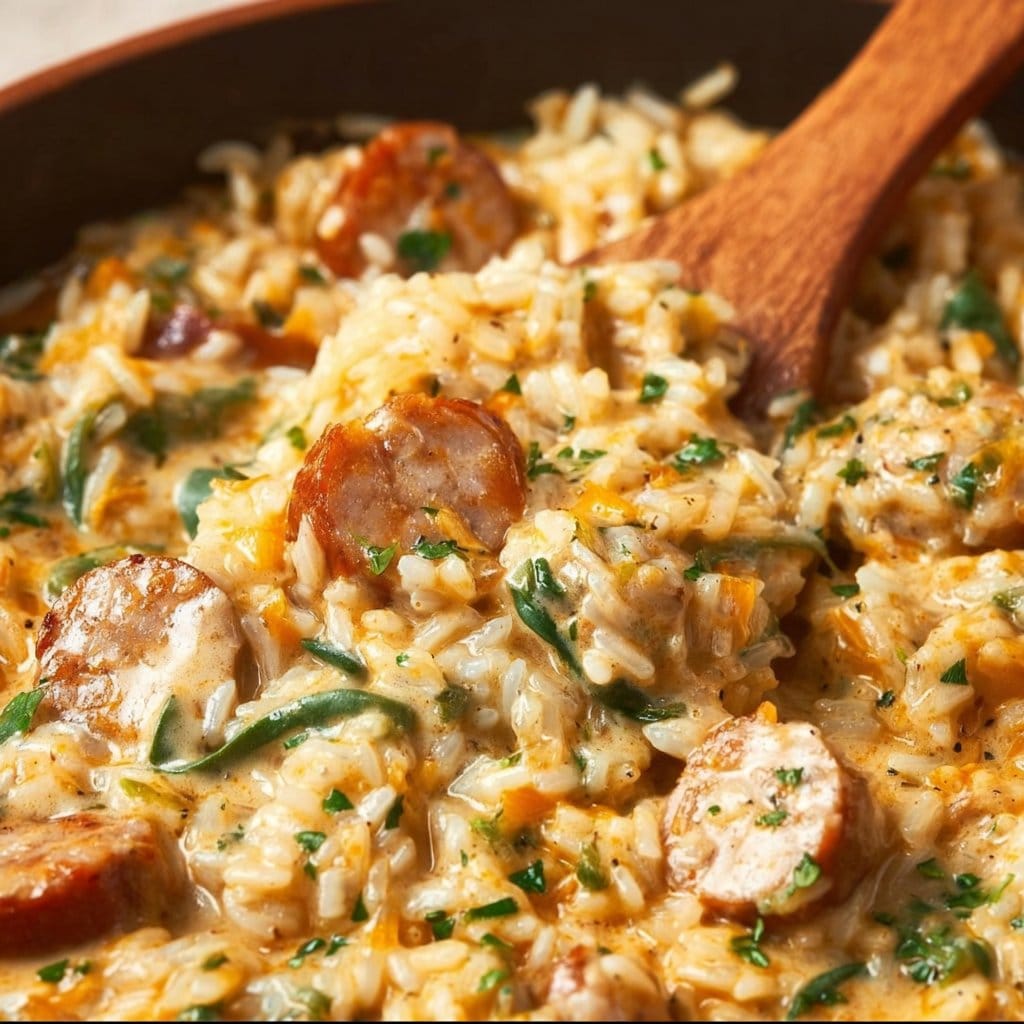 Creamy One Pot Chicken Sausage and Rice Recipe