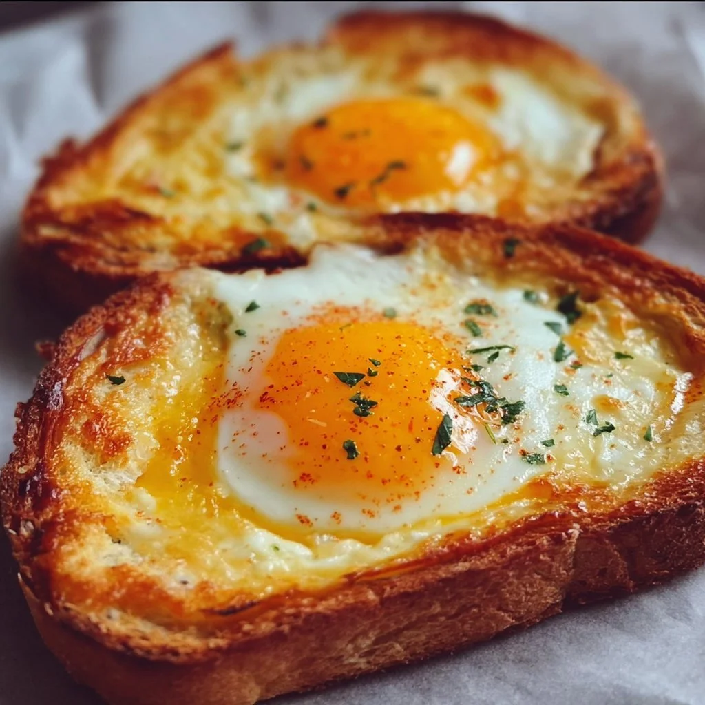 Delicious Air Fryer Egg and Cheese Toast served on a plate