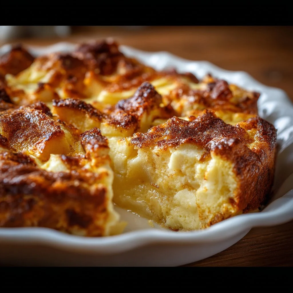Delicious Apple Cinnamon Cottage Cheese Bake served in a baking dish