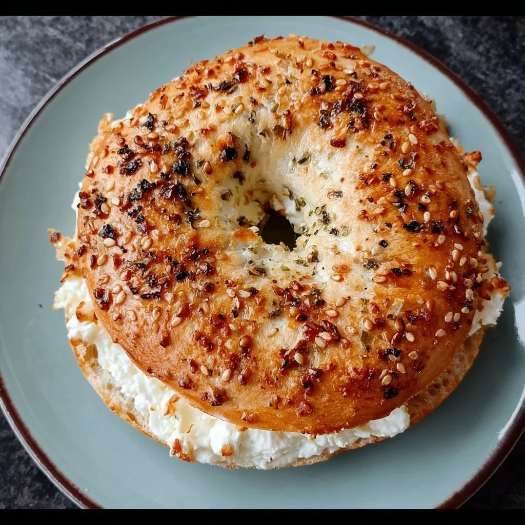 Freshly baked Cottage Cheese Protein Bagels stacked on a plate
