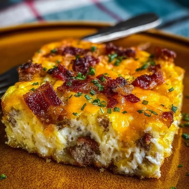 Delicious Crack Breakfast Casserole served on a plate with fresh herbs