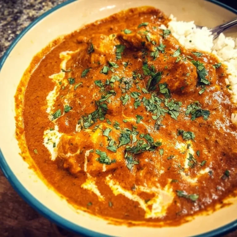 Delicious Dairy Free Butter Chicken served in a bowl with garnish.