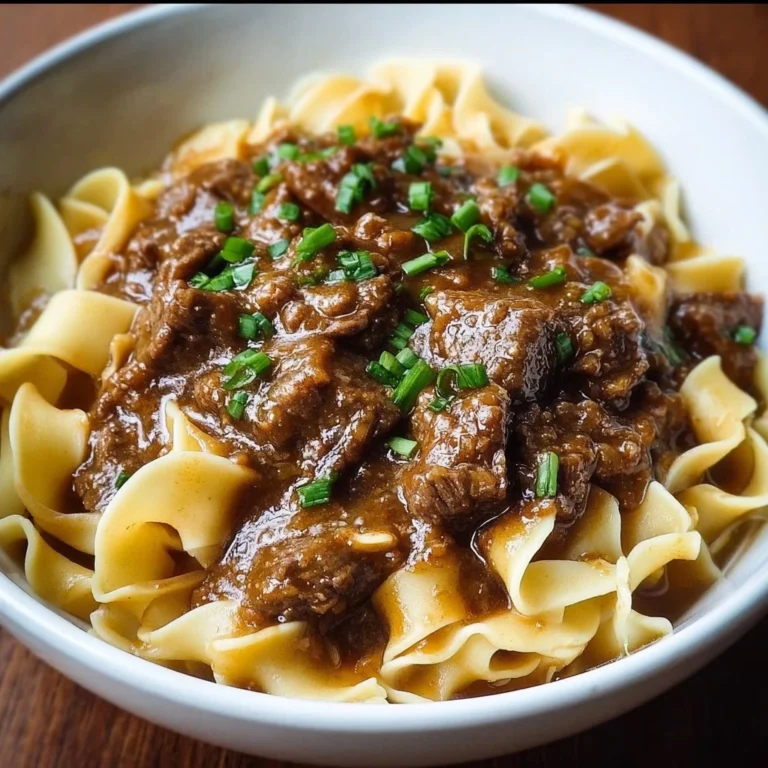 Plate of easy beef and noodles with vegetables