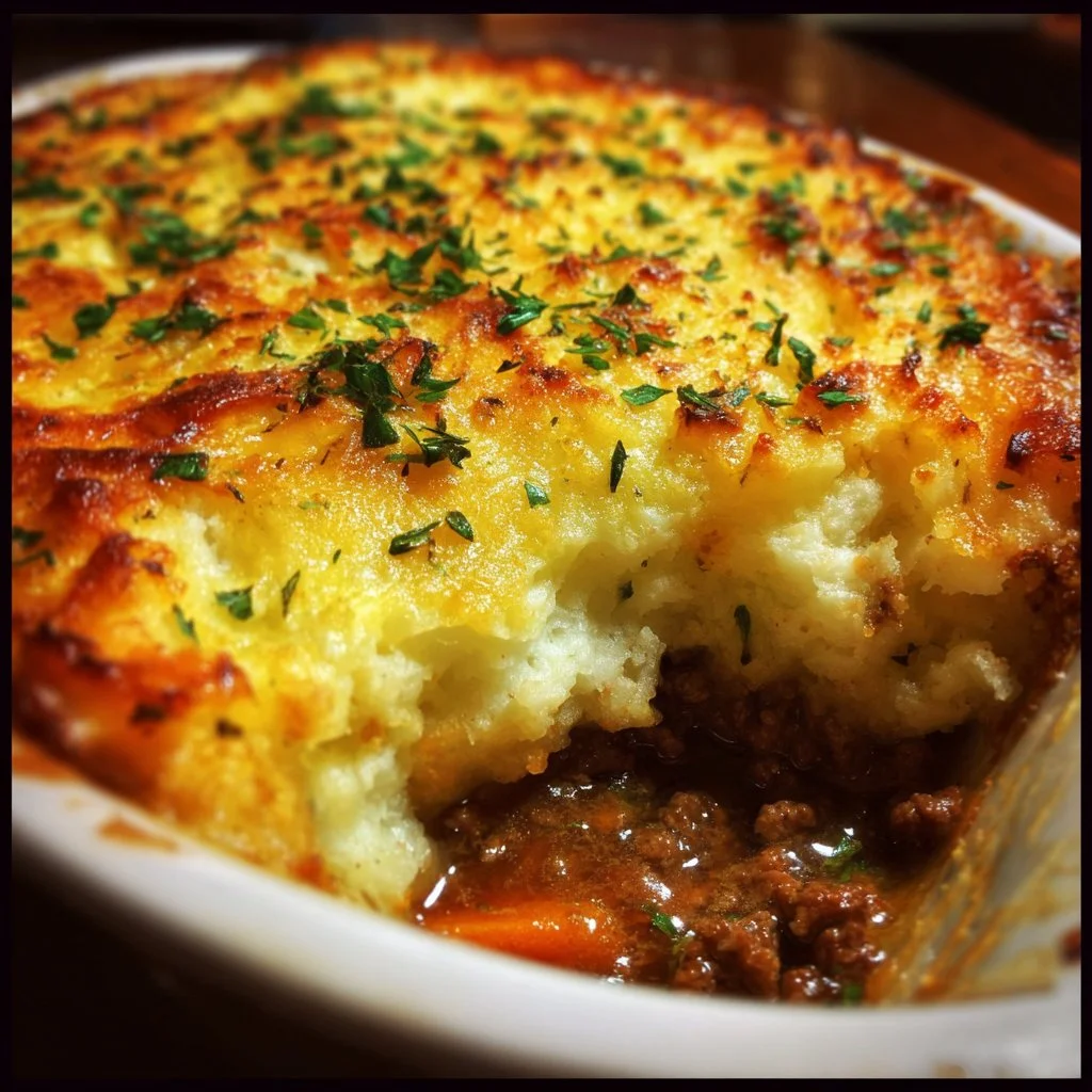 Easy Shepherd's Pie Casserole with ground meat and mashed potatoes
