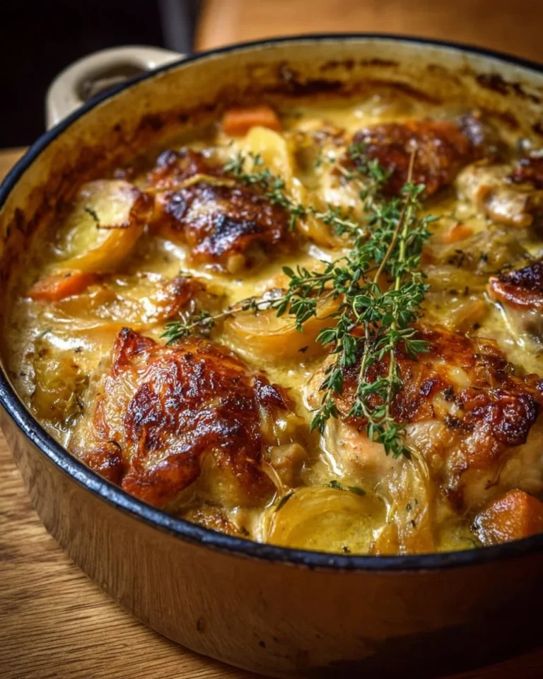Delicious French Style Chicken Casserole prepared in the Norman way