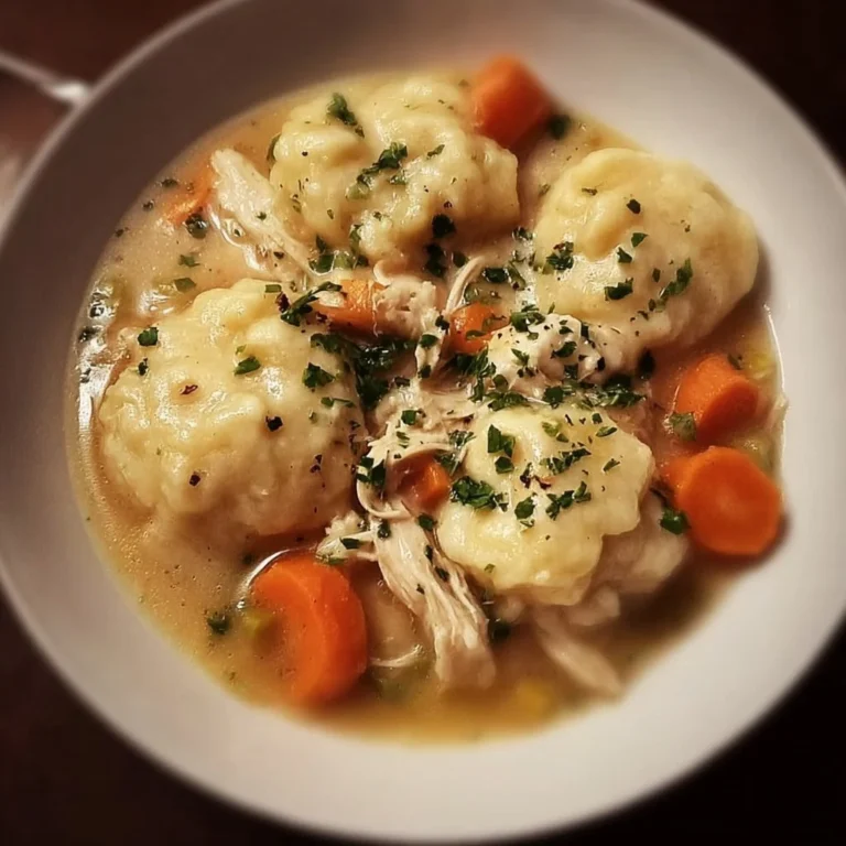 Bowl of gluten free chicken and dumplings with fresh herbs on top