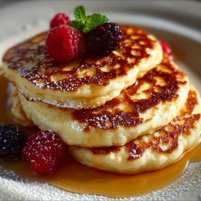 Delicious gluten-free cottage cheese pancakes served with fresh fruit