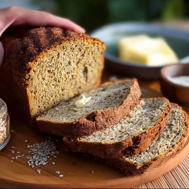 Gluten-free red lentil quinoa bread fresh out of the oven.