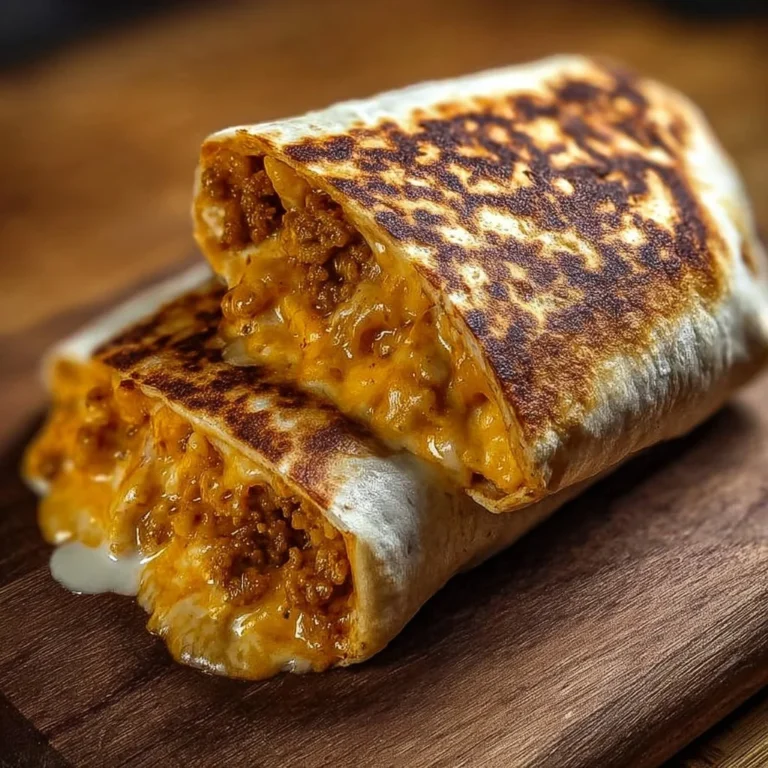 Melted cheese and grilled tortilla creating a scrumptious grilled cheese burrito.