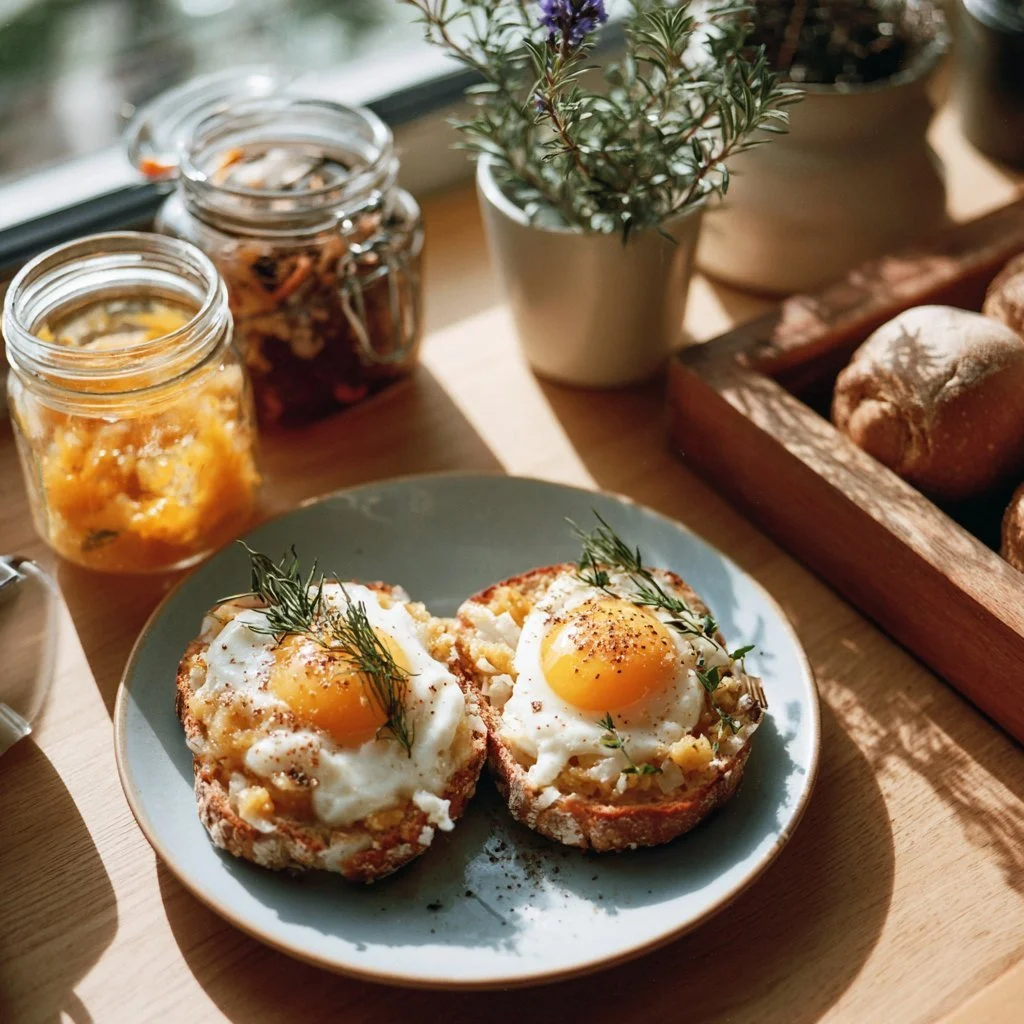 Healthy high protein breakfast options including eggs, yogurt, and smoothies.