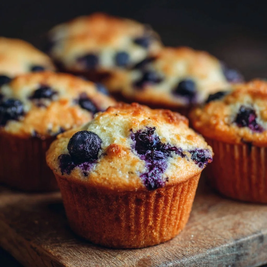 High protein cottage cheese blueberry muffins fresh out of the oven