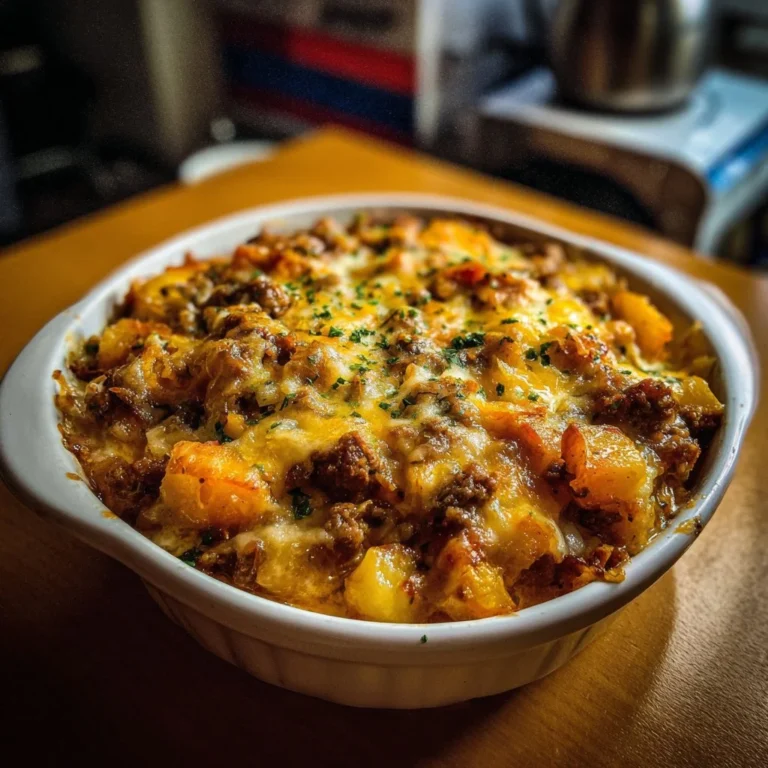 Delicious Hobo Casserole served in a colorful dish with fresh ingredients.