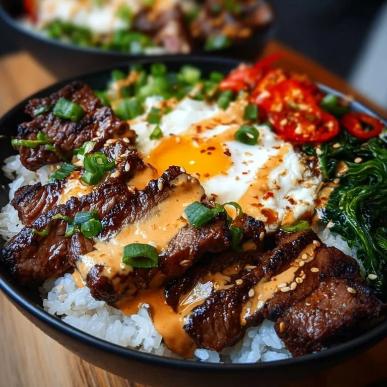 Korean BBQ Steak Rice Bowls with tender beef and vibrant vegetables