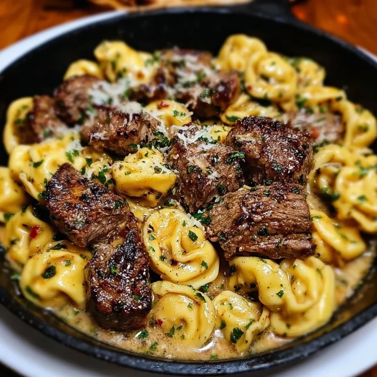 One-Pan Cowboy Butter Tortellini with Steak Bites recipe
