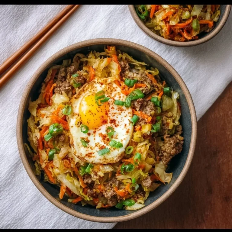 Paleo Egg Roll Bowl featuring colorful veggies and protein.