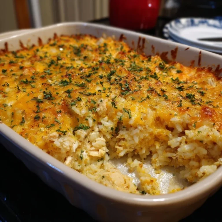 Pioneer Woman's Chicken Rice Casserole served in a bowl