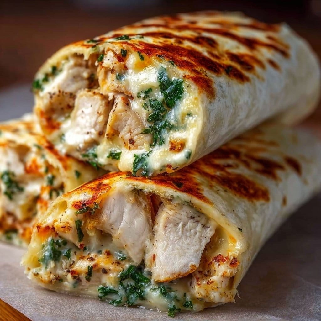Cheesy Garlic Chicken Wraps