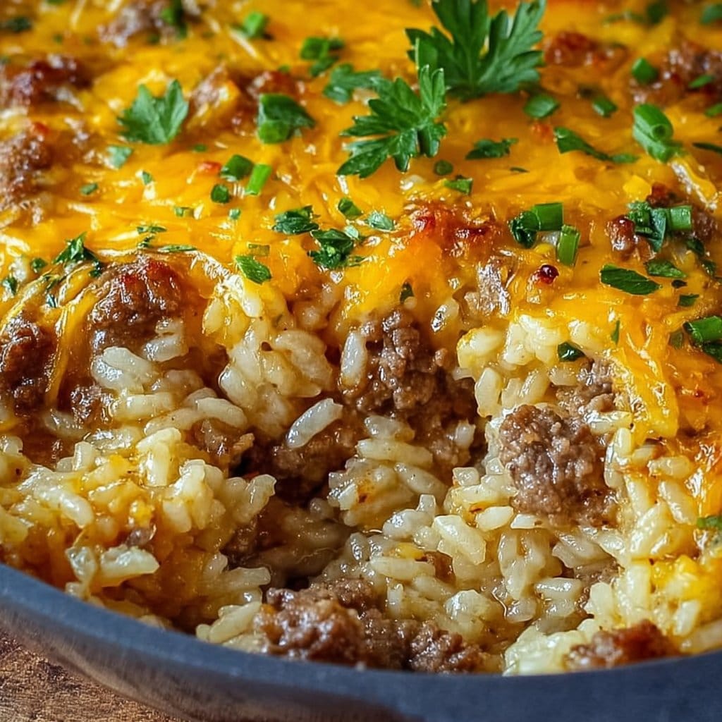 Cheesy Hamburger Rice Casserole