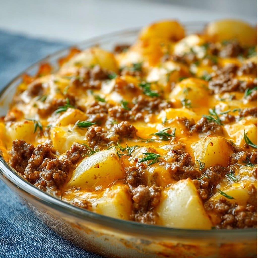 Cheesy Ground Beef & Potato Casserole