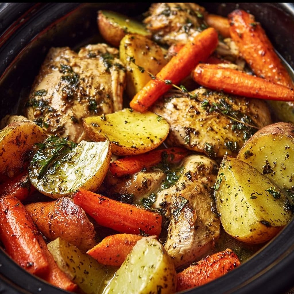 Slow Cooker Garlic Butter Chicken and Veggies