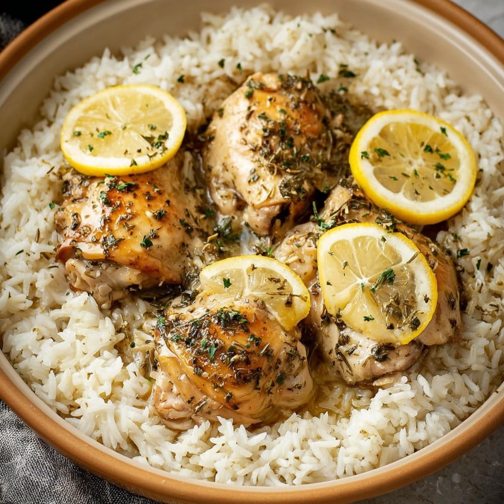 Slow Cooker Lemon Herb Chicken with Fluffy Rice