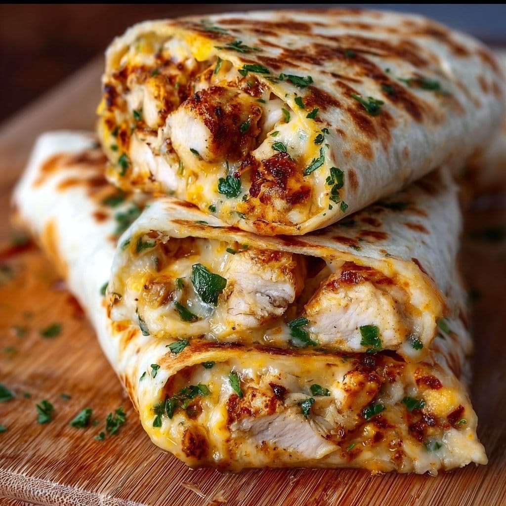 Cheesy Garlic Chicken Wraps