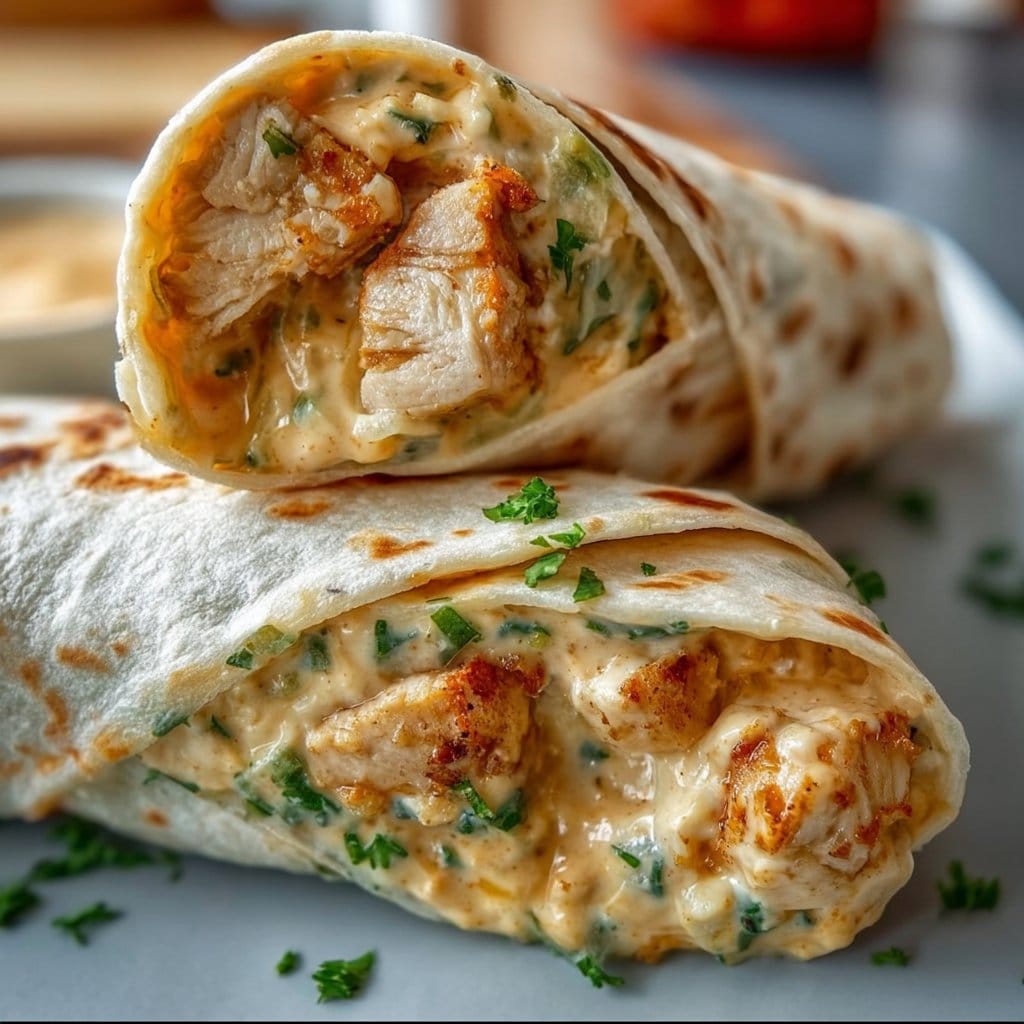 Cheesy Garlic Chicken Wraps