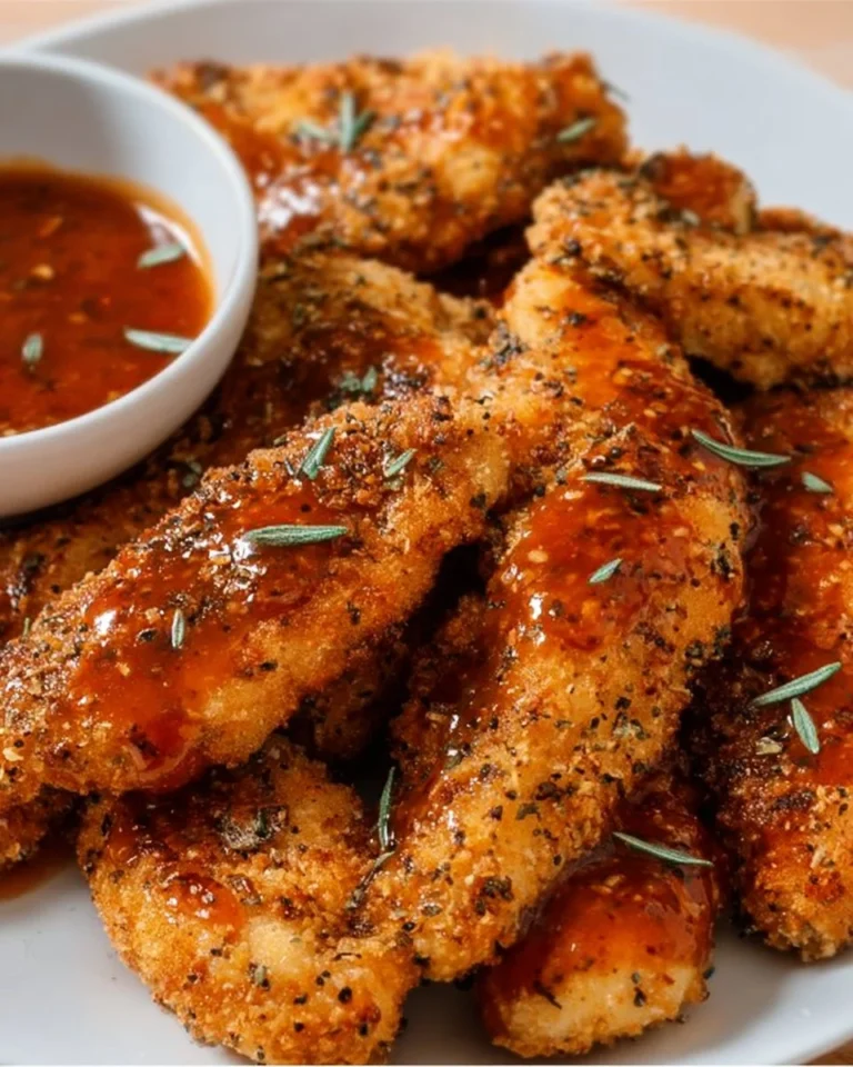 Low-carb and gluten-free air fryer chicken tenders served with dipping sauce