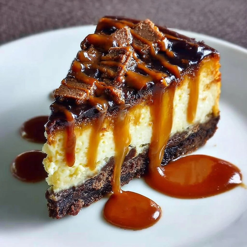 Delicious Caramel Brownie Cheesecake with rich flavors and creamy texture