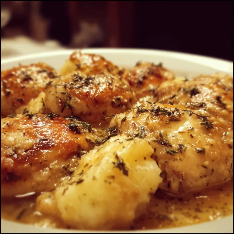 A savory chicken dish garnished with herbs and spices on a plate.